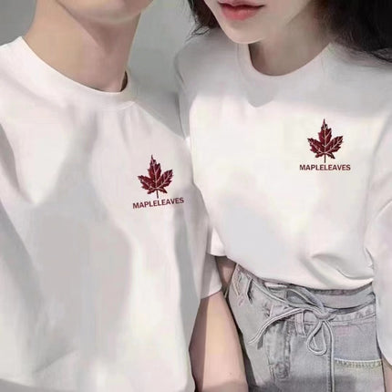 Heavy Cotton Short-sleeved Women's Summer T-shirt Korean Loose Large Size Slimming Couple's Top ins Unisex Half-sleeved