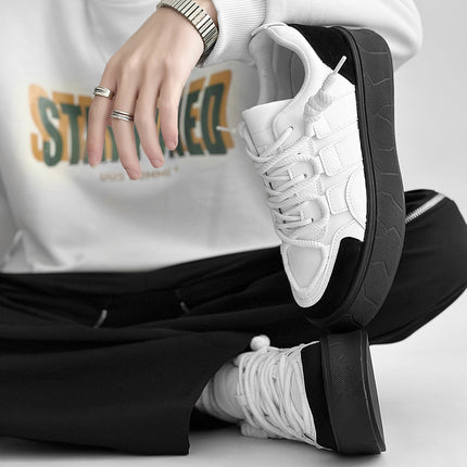 Men's Sneakers Japanese Style Trendy Versatile Shoes for Teenagers Original Niche Ins Thick-Soled Black and White Casual Shoes Trendy Ins Style