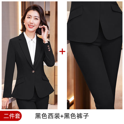 High-end red suit suit women's autumn and winter workwear jewelry hotel front desk workwear temperament professional suit jacket