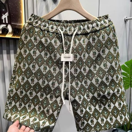 Summer New Trendy Personalized Printed Drawstring Lace-Up Loose, Comfortable and Breathable Men's Casual Sports Shorts