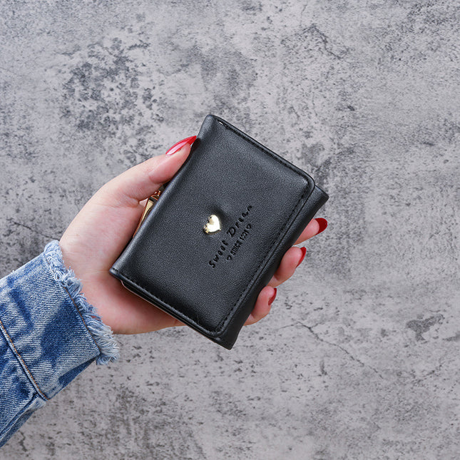 Factory wholesale short small tri-fold clip bag women's coin purse large capacity multi-function multi-card card wallet