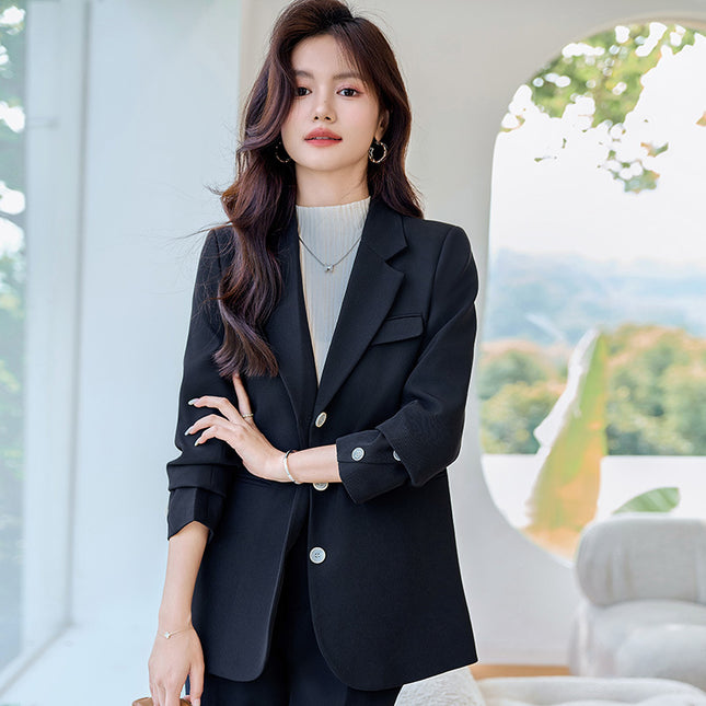 Fashion Commuter suit Women's 2024 Autumn Korean Style Temperament Commuter Goddess Fan Two-piece Simple Suit Pants Jacket