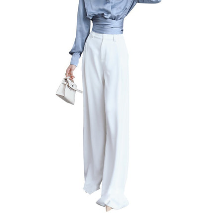 Royal Sister Fan High Waist Show Hip Show High Wide Leg Cross-border 2023 Socialite Fashion All-match Korean Style Floor-mopping Wide Leg Pants Women