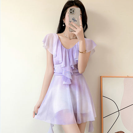 Fairy Swimsuit Female Ruffled Girl Student plus size Hot Spring Belly Covering Conservative Slimming Hot Spring plus size New Swimsuit