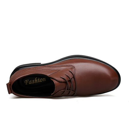 Spring and Autumn British Casual Business Dress Leather Shoes Men's Shoes Inner Height Increasing Single-layer Shoes Thick Sole Height Increasing Shoes Casual Dress Shoes