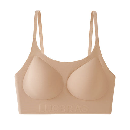 Invisible Traceless Liquid Foundation Beauty Back Underwear One-piece Rimless Comfortable Breathable Semi-fixed Cup Vest Bra for Women