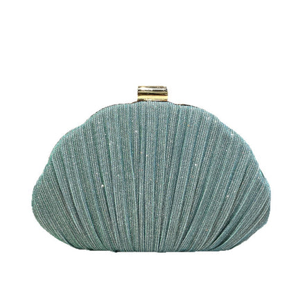 Mint Green Shiny Shell Shape Striped Clutch Bag Women's Fashionable Simple Elegant Box Dinner Bag