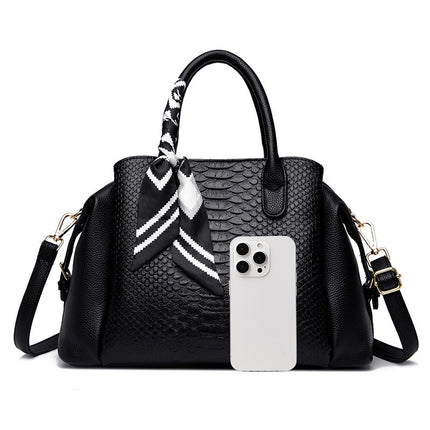 New Cross-Border Handbag Women's Bag Crossbody Large Bag Large Capacity Fashion Retro Versatile Crocodile Pattern Boston Pillow Bag