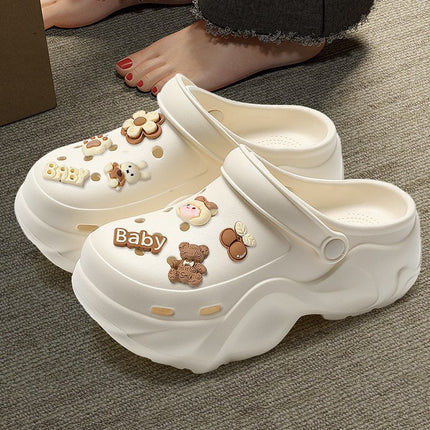 2025 with Little Red Riding Book Explosive Internet Celebrous Cave Shoes Summer Wear Cute Cartoon Thick Sole Non-slip Baotou Slippers
