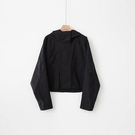 Lulu's Same Style Women's Jacket, Outdoor Jacket, Laminated Loose Hooded Raincoat, Windproof and Waterproof Jacket