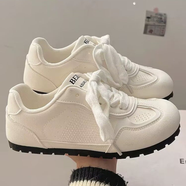 White Shoes Women's Ballet Style Training Shoes Summer 2025 New All-match Breathable Leather Flat Casual Shoes with Skirt