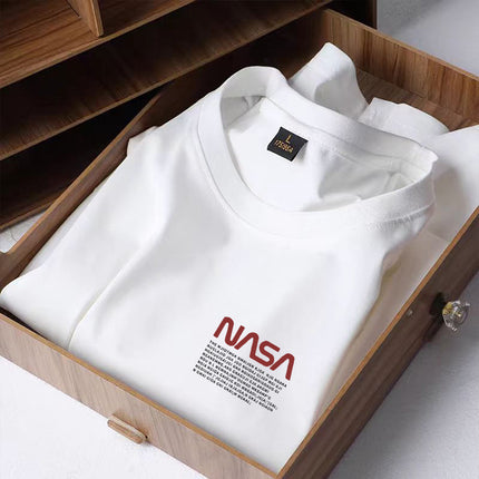 Summer Hong Kong Style Black Aircraft Ice Silk Round Neck Men's T-shirt Top Printed Casual Retro Top Couple Clothing
