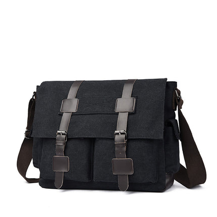 Korean Style Canvas Crossbody Bag Trendy Shoulder Bag Men's Large Capacity Student Computer Bag Camera Bag Large Factory Direct Sale