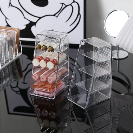 Desktop Cosmetics Storage Box, Dressing Table, Skin Care Product Storage Shelf, Acrylic Dormitory Transparent Compartment Lipstick Box