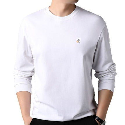 100 Cotton Long Sleeve T-shirt Men's 260g Heavy Crewneck Autumn New Joker Base Shirt Young Top