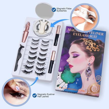 Wholesale magnetic eyeliner false eyelashes magnet false eyelashes 3D three-dimensional net red magnetic false eyelashes 3 pairs of suit