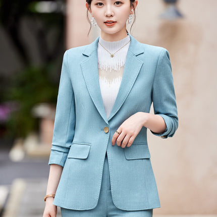 Professional Leisure Suit suit Women's 2024 Spring New Fashion Elegant Commuter Slim-fit Blue Suit Two-piece Set