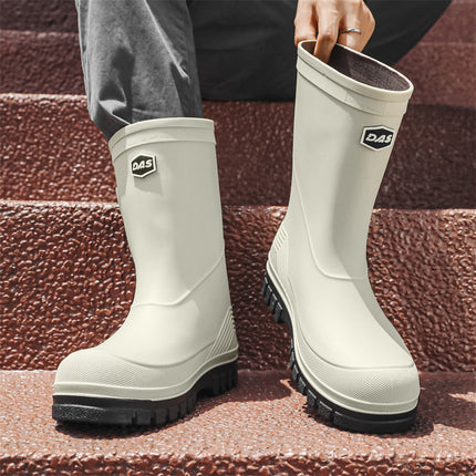 Cross-border Fashion Rain Boots Men's Mid-barrel All-match Thick-soled Waterproof Shoes Outdoor Fishing Kitchen Anti-slip Rubber Shoes Outer Wear Rain Boots