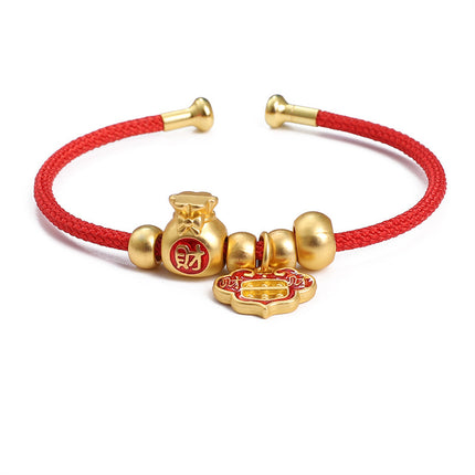 Handmade DIY Semi-finished Adjustable New Year Braided Rope Benmingnian Red Rope Jewelry Accessories Material Beaded Hand Rope