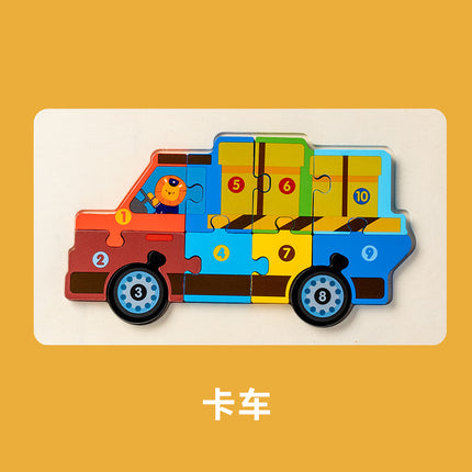 Wooden cross-border children's buckle three-dimensional puzzle cognitive digital matching puzzle early education puzzle 3D Enlightenment toy