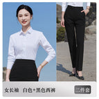 Women's long sleeves white + black trousers / S