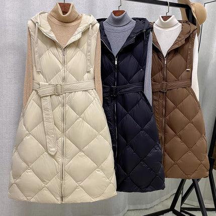 Good Quality Goods! Close Your Eyes and Enter~ Loose Slimming Look Stand-Up Collar Offset Printing Asymmetrical 90 White Duck down Vest for Women Winter