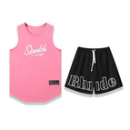 Pink top + black pants / S
