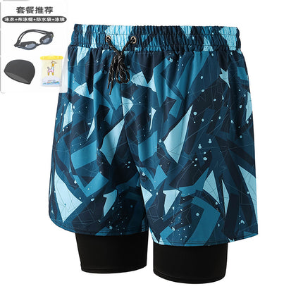 Anti-Embarrassment Men's Swimming Trunks Set Sun Protection Boys Swimming Equipment Swimming Trunks Loose Large Size Beach Trunks Swimming Trunks