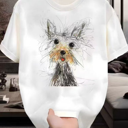 220g Shoulder Short-sleeved T-shirt Women's Cotton Top Summer Cartoon T-shirt Round Neck Loose Breathable plus size Fashion Brand