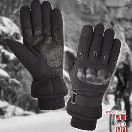 Winter Warm Tactical Gloves Men's Soft Rubber Shell Protective Plus Velvet Full-Finger Touch Screen Outdoor Cycling Cold-Proof Gloves