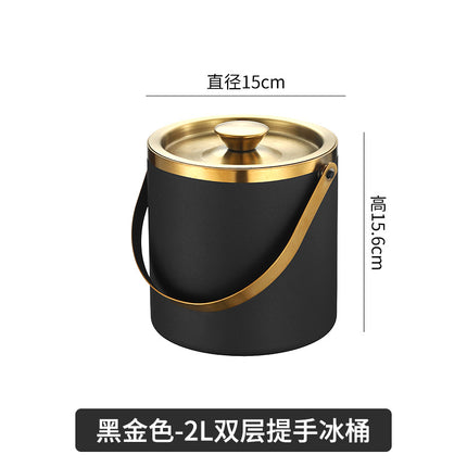 Amazon Stainless Steel Double-Layer Ice Bucket Bar Champagne Red Wine Beer Commercial Ice Bucket Stainless Steel Bucket