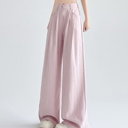 Cool Summer Thin Drapey Ice-Cold Suit Wide-Leg Pants for Women Straight Loose Floor-Length Pants Yamamoto Pants