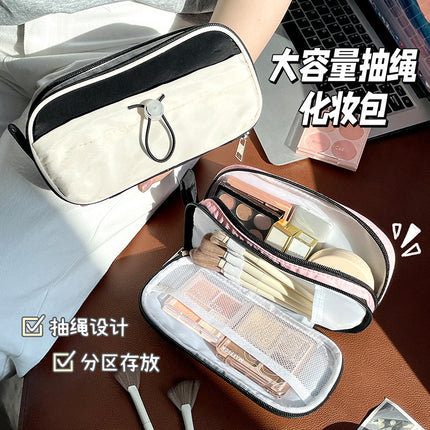 Cute Pure Color Satchel Cosmetic Bag for Women, Satchel Large-Capacity Skin Care Product Brush Storage Bag, Travel Toiletry Bag