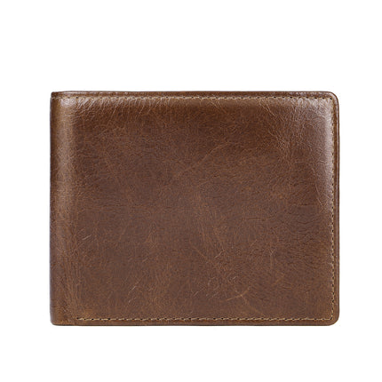 Foreign Trade Retro Genuine Leather Wallet European and American Dollar Clip Men's Coin Purse Anti-Theft Brush Wallet Short Handmade Wallet