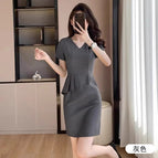 Amz580 short-sleeved gray dress / S