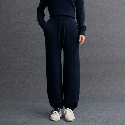 Autumn and Winter Versatile Cashmere Women's Fashion Casual New Simple Urban Cable Cashmere Pants Sweatpants Retro Style
