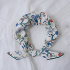 Tenman small flowers blue yellow / 100% cotton 58x58cm square scarf