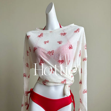 Source Manufacturer Girl's Pure Desire Sexy Bikini Small Breast Steel Support Push-Up Beach Vacation Long-Sleeved Blouse Swimsuit Sweet