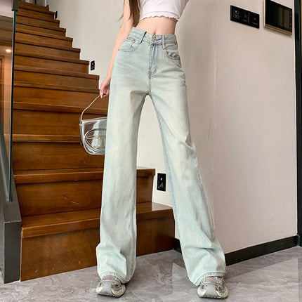 2024 New Lace Lace Mesh Fart Curtain Loose Slimming Straight Jeans Wide Leg Pants