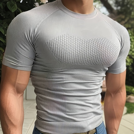 Summer Professional Fitness Wear Seamless Short-Sleeved Sports Men's Running Training Compression Tight-Fitting Outdoor Tops Quick-Drying T-Shirts