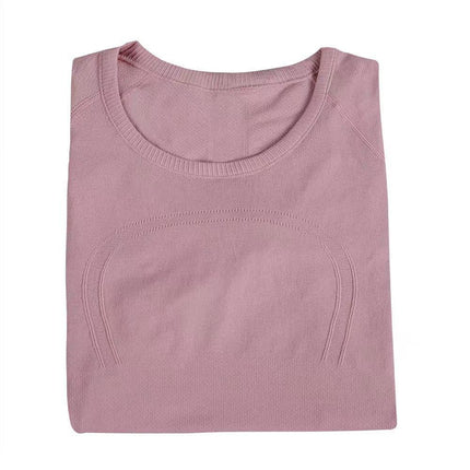 Luludarling Seamless Yoga Short-Sleeved Swiftly Slimming Look All-In-One Breathable Sports Fitness Base Layer