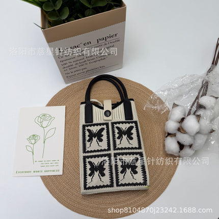 Girl's Heart-Shaped Knitted Crossbody Bag