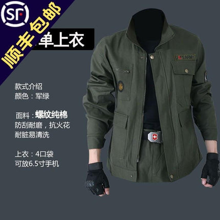 Work clothes set men's labor protection clothing anti-scald wear-resistant dirty spring and autumn labor site tooling welder tooling