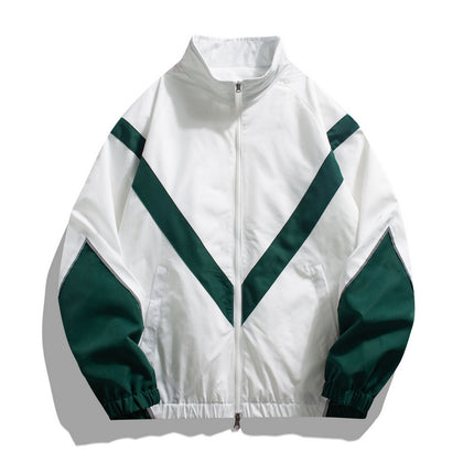 Russian Foreign Trade Trendy Brand Reflective Patchwork Stand-Up Collar Jacket Spring and Autumn Loose Sports Casual Jacket for Men