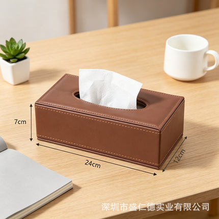 Light Luxury Fashion Paper Box Creative Household High-end Leather Tissue Box Dining Table Coffee Table Paper Box with LOGO