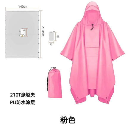 Foreign Trade Multifunctional Poncho Raincoat Unisex Poncho Outdoor Three-In-One Waterproof Raincoat Cycling Hiking Camping Style