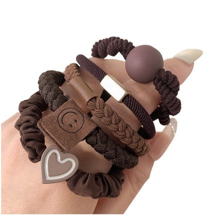 High-End Black Ponytail Hair Rope, Durable Large Intestine Hair Tie, Small Intestine Headband, Scalp Band, Headband, Women's Hair Accessories, Leather Case