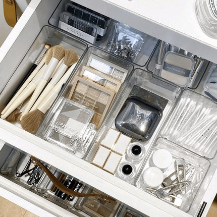 Transparent Notch Storage Box suit Drawer Storage Box Stationery Storage Box Square Cosmetic Storage Box