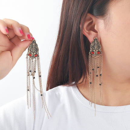 Za European and American Exaggerated Stylish Retro Tassel Multi-Layered Long Earrings for Women Niche Elegant Accessible Luxury Versatile Cross-Border Supply