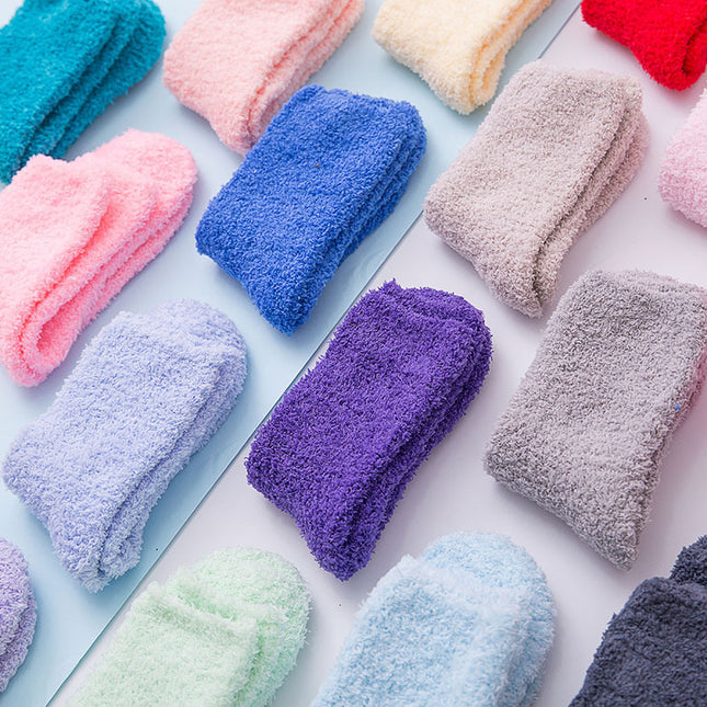 Cross-border coral velvet socks women solid color comfortable thick warm sleep moon socks half velvet floor socks